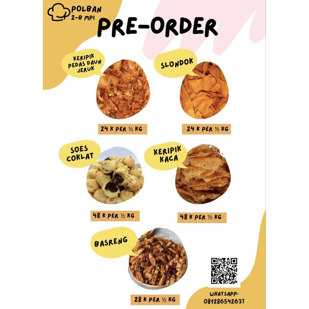 

Cemilan Enak Murah – Keripik Pedas Daun Jeruk, Slondok, Soes Coklat, Keripik Kaca, Basreng_250gr_500gr