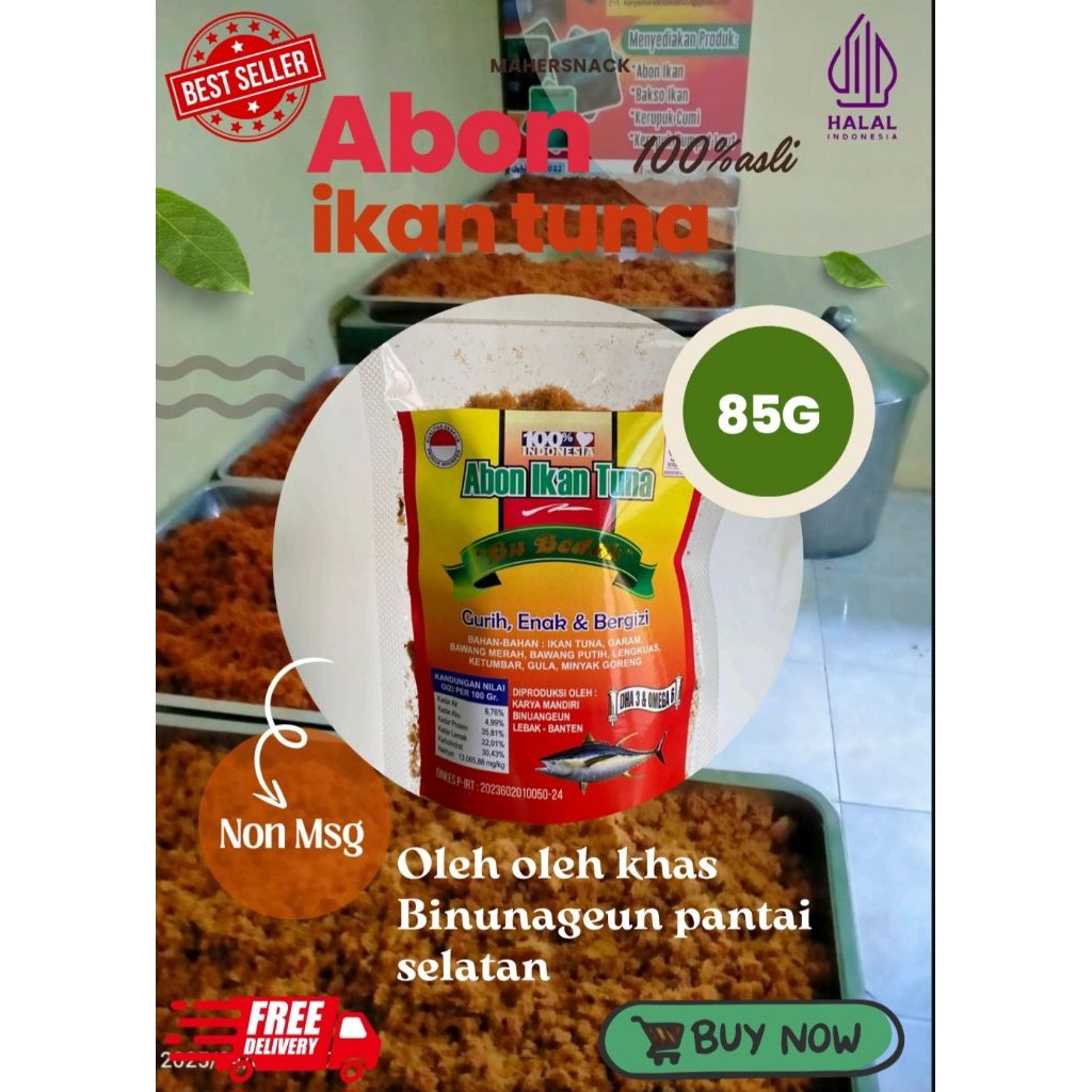 ABON IKAN TUNA ASLI,100% TUNA ASLI,ABON IKAN TUNA KUALITAS SUPER PREMIUM KEMASAN 85G, ABON IKAN TUNA