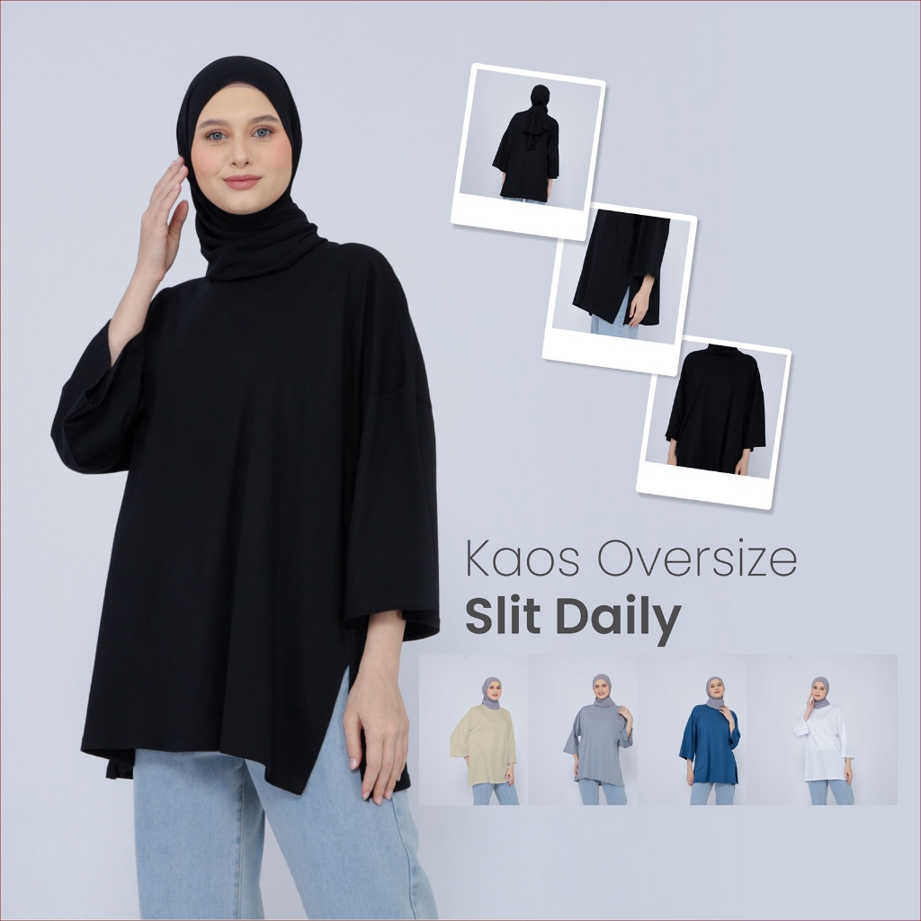 Baju Kaos Oversized Wanita Top Basic Polos Jumbo Atasan Casual