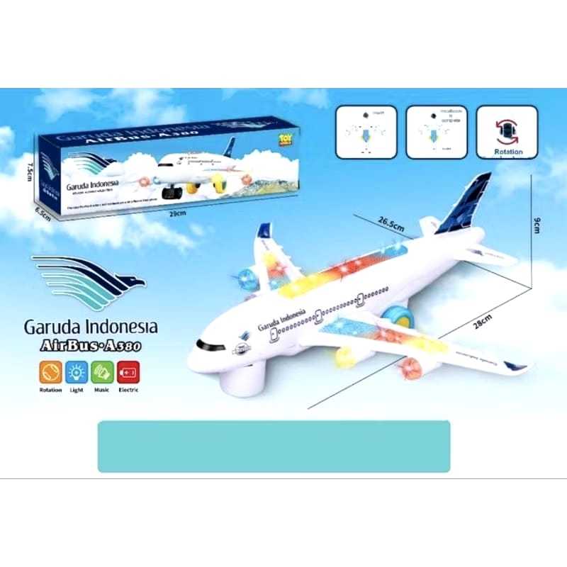 Gabybelle- Aneka Mainan Anak Pesawat 4D Air Bus A380 Mainan Pesawat Elektrik Lampu Suara Anak Pesawa
