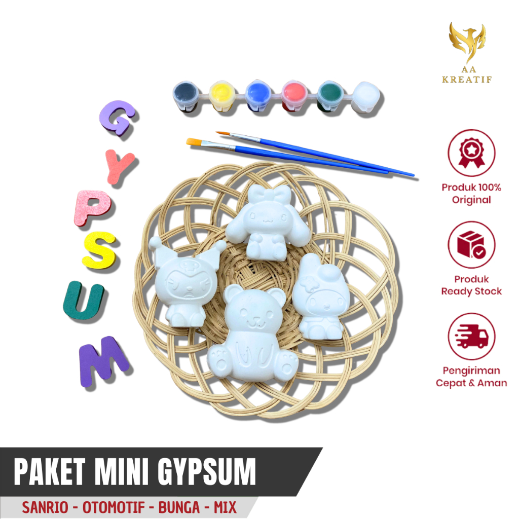 

Paket Lukis Mini Gypsum Terlengkap dengan dilengkapi 4 PCS Cat dan 2 Kuas