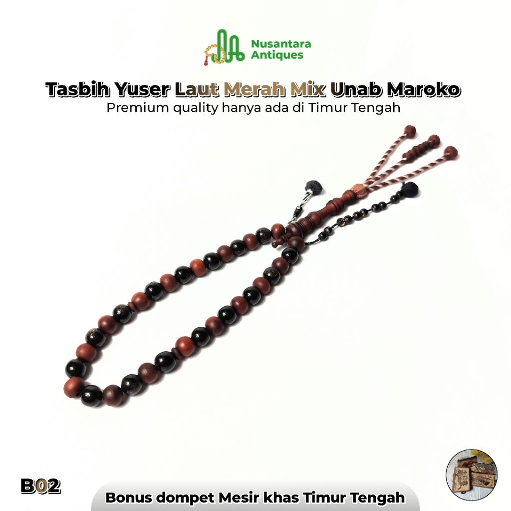 Tasbih Unab Maroko Mix Yuser Laut Merah 33 Butir