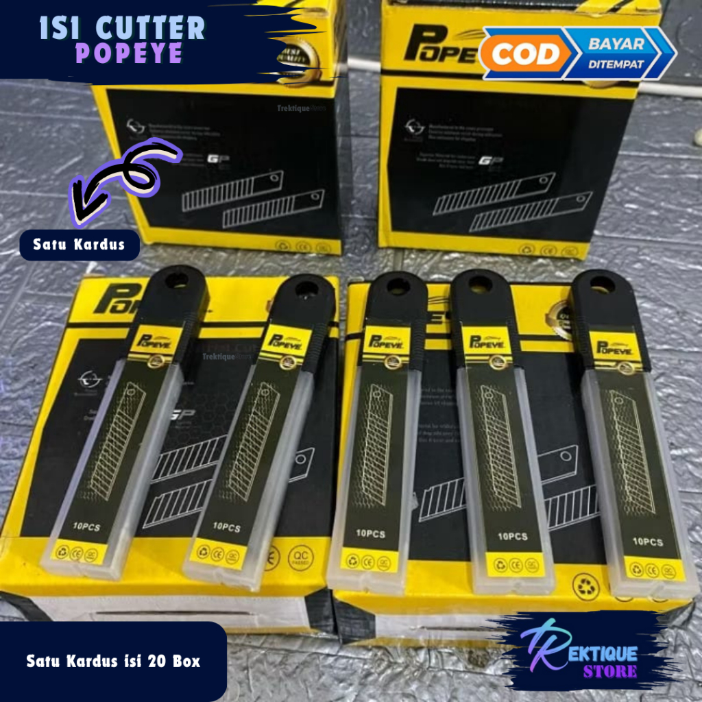 

POPEYE isi Pisau Cutter 1 Kardus isi 20 Box / 200 Pcs tajam bagus berkualitas