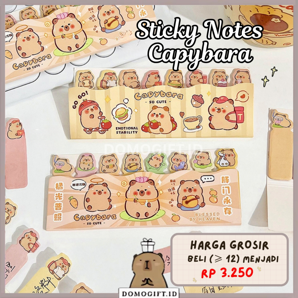 

Sticky Note Memo Buku Inner Index MemoPad Karakter Capybara Warna Pembatas Buku 120 Lembar MP01