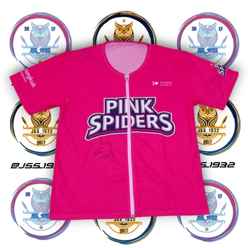 Jersey Voli INCHEON HEUNGKUK LIFE PINK SPIDERS Kit + Signed ORIGINAL Murah Retro Vintage Rare Outfit