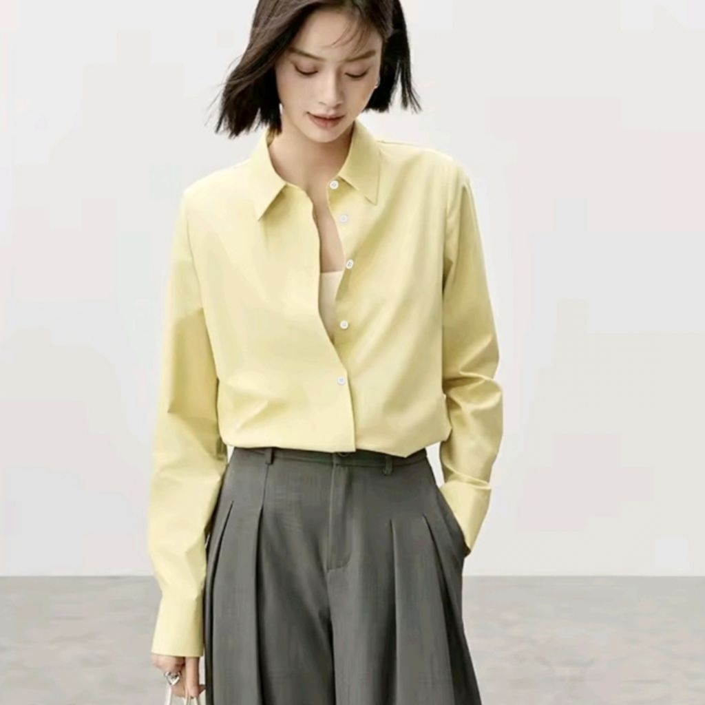 Kemeja Panjang Wanita Kemeja Atasan Wanita Kemeja Hijau Botol Hitam Putih Navy Lilac