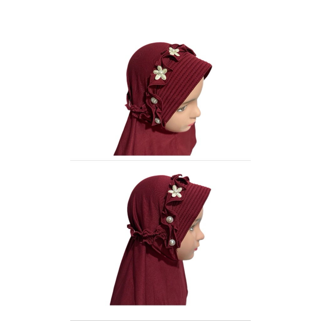 bergo anak karet/ bergo tali belakang/hijab bayi jersey