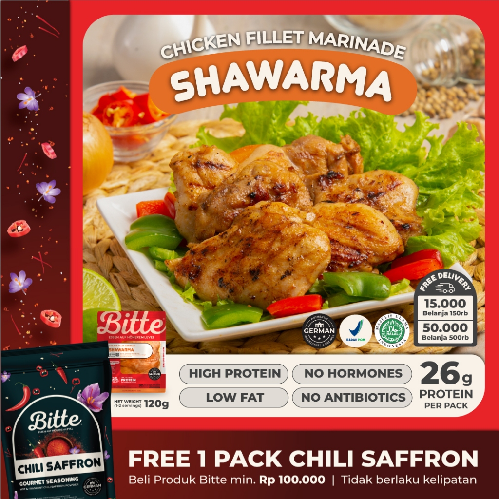 

Bitte Food Shawarma Chicken Fillet Marinade / Ayam Filet Marinasi 120g