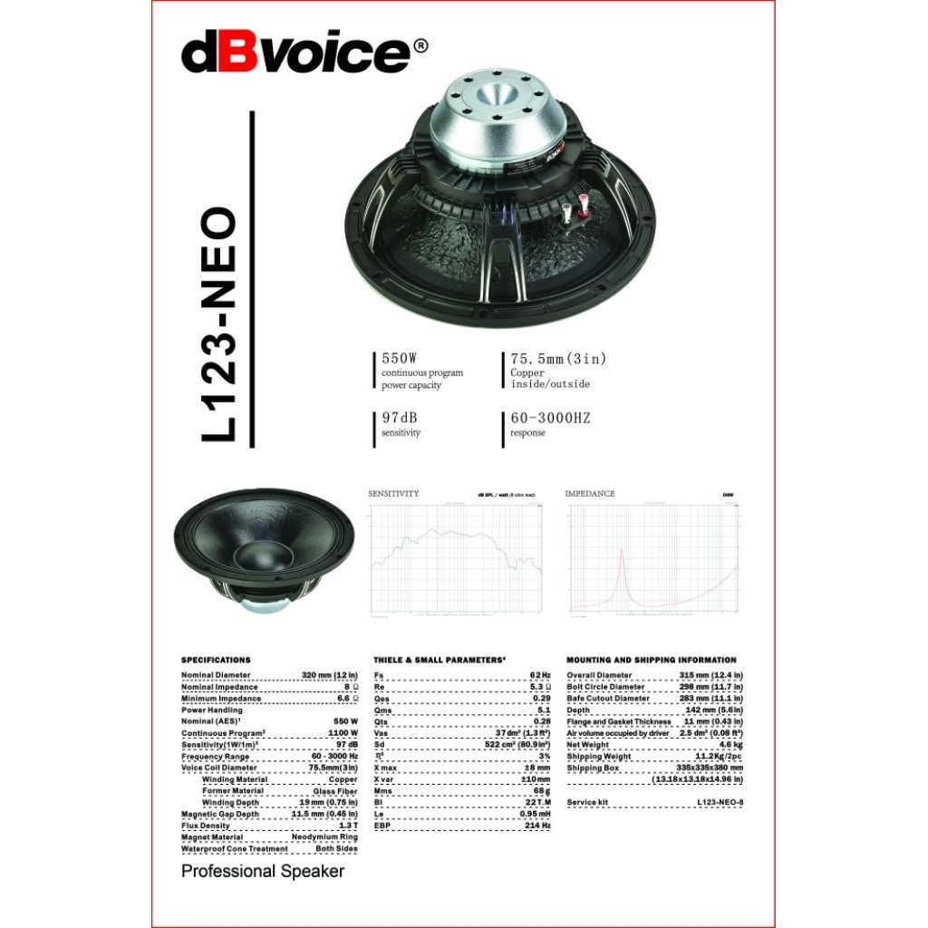 Speaker db voice L123 NEO voice coil 3 inch