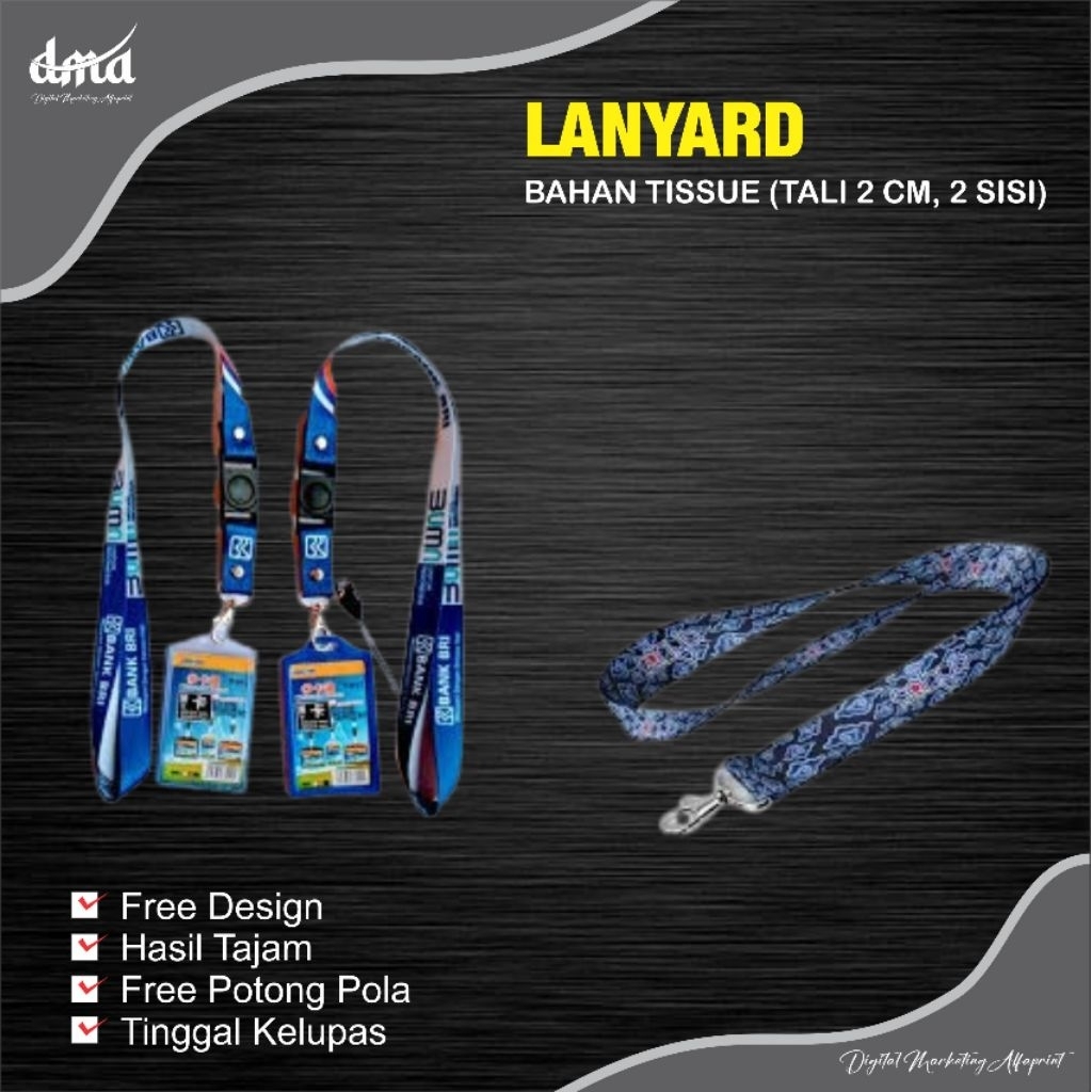 

Tali Id Card / Lanyard Sablon Full Printing / Lanyard Id Card 2 Cm (2 Sisi)