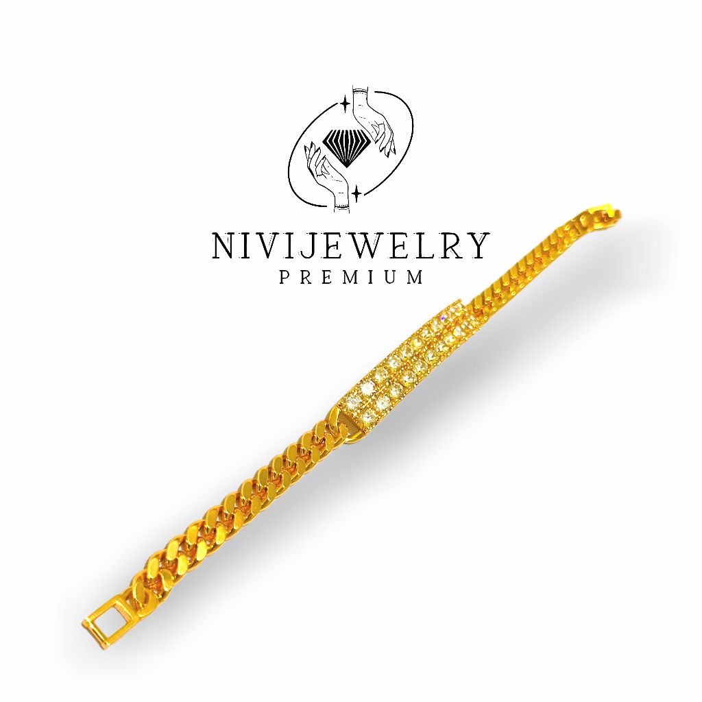 Gelang Emas Replika Premium Pria Wanita – NiviJewelry Imperio Rantai Mewah Berlian Imitasi