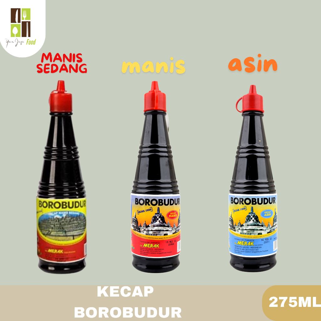 Kecap manis Borobudur / kecap Manis / Kecap Asin / Kecap Manis Sedang Borobudur Spesial Kemasan 275m