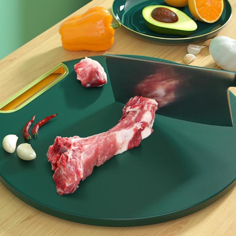 Talenan Dapur Bulat Non-Slip - Papan Dapur Aksesori Alas Pemotong - Talenan Plastik Bulat Hijau