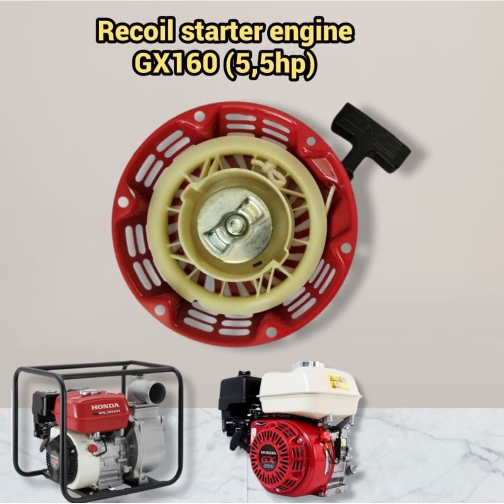 Recoil starter assy engine GX 160 tarikan mesin penggerak bensin 5,5hp diesel Alkon sedot air , komp