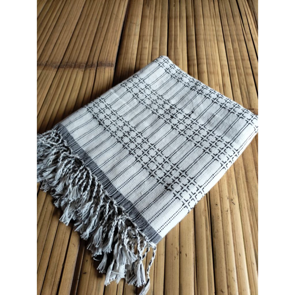 kain tenun baduy putih abu x hitam