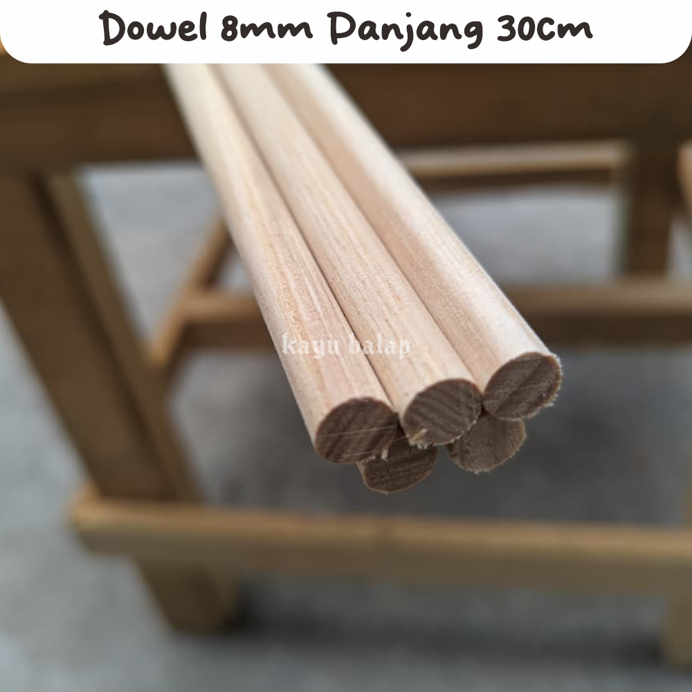 Dowel 8mm Panjang 30cm - Tangkringan Burung Kayu Bulat