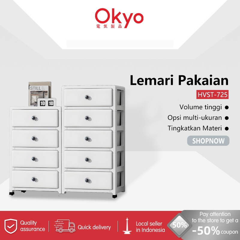 Loker Plastik 35CM Laci plastik Lemari pakaian plastik Lemari baju bayi lemari baju plastik 3456 Tin