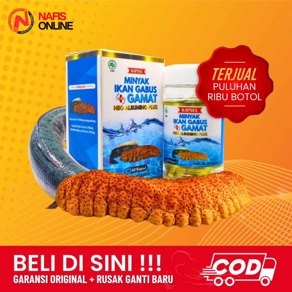 Neo Albumino Plus Gamat Emas Ikan Kutuk - Minyak Ikan Gabus Plus Gamat 60 Kapsul