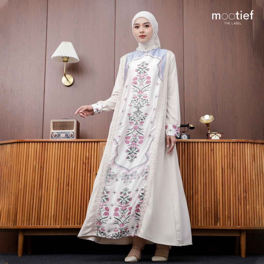 MOOTIEF THE LABEL - Sofia Dress Silk Premium Motif Mewah Mix Marbela Gamis Raya Series