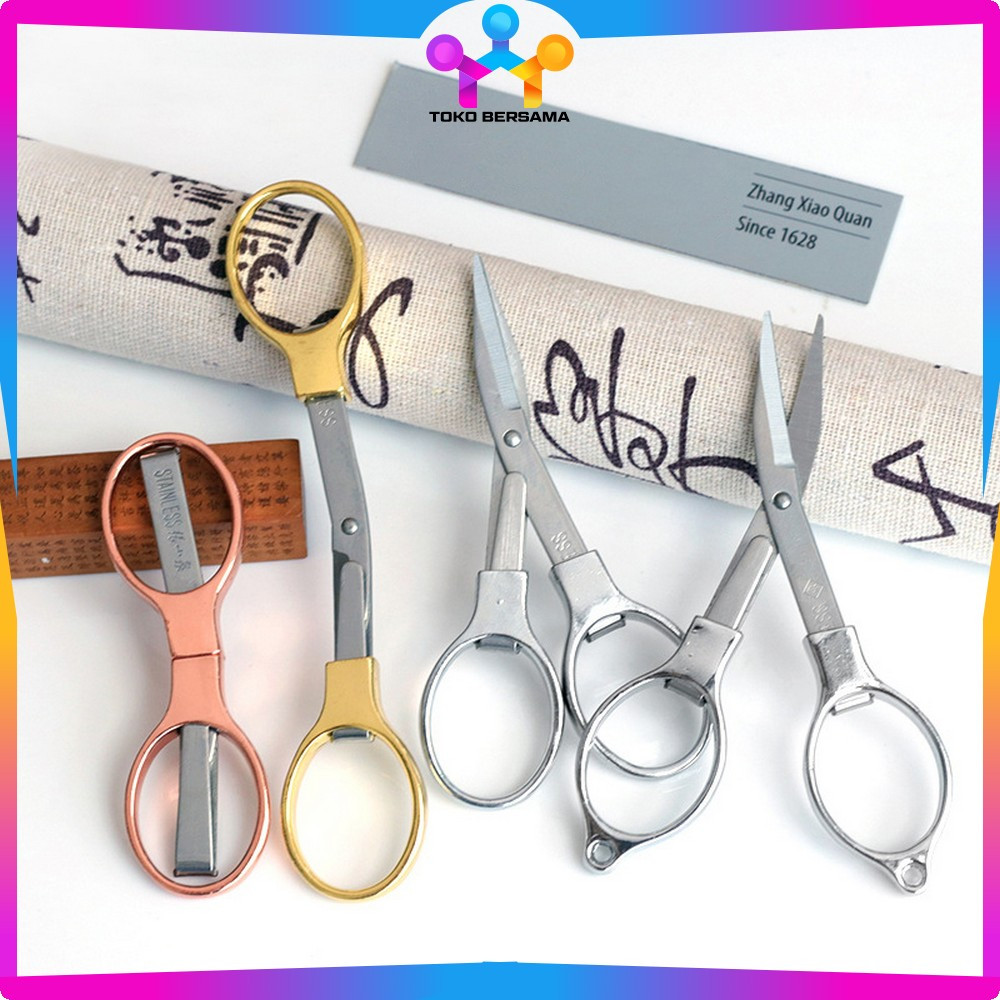 

EC Gunting Lipat Mini Model Kacamata Stainless Steel / Gunting Travel Scissors Anti Karat Serbaguna Toko Bersama C1199