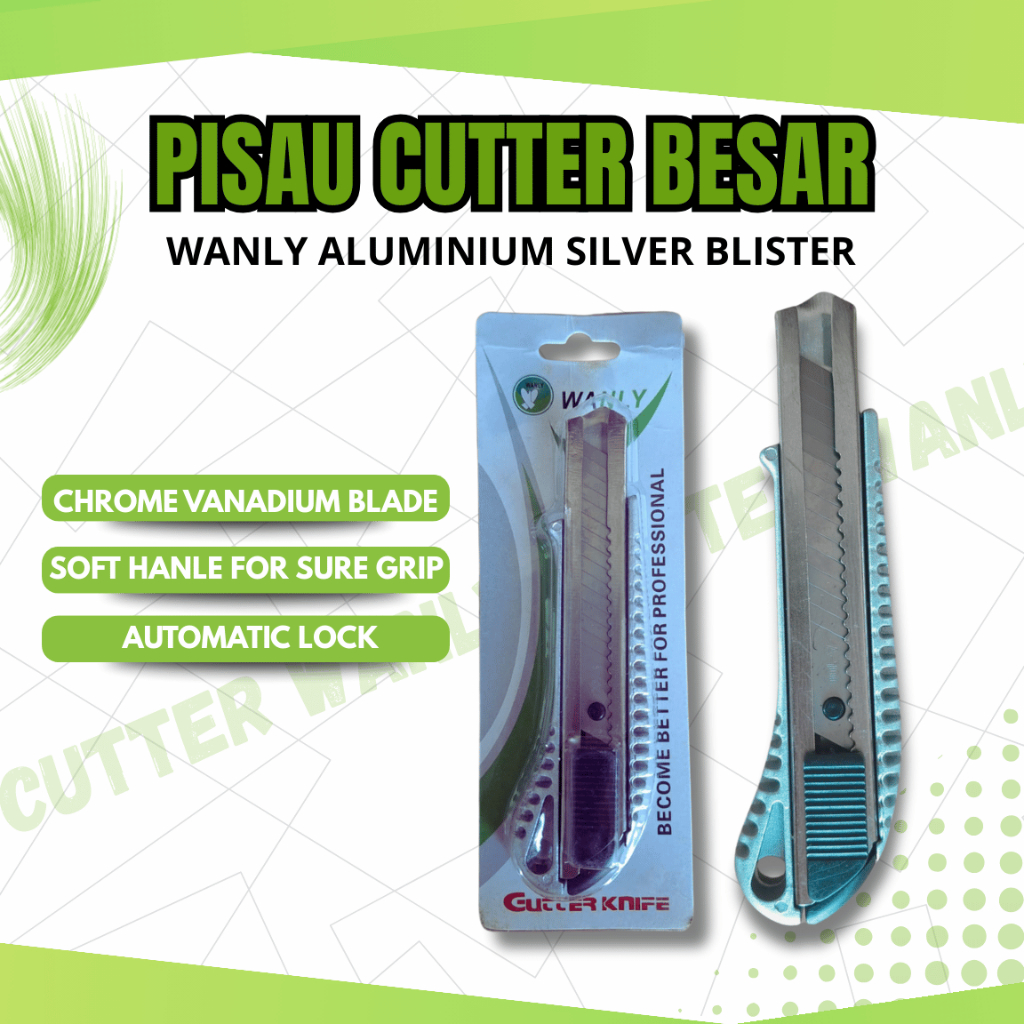 

Pisau Cutter Besar Wanly Aluminium Silver Blister