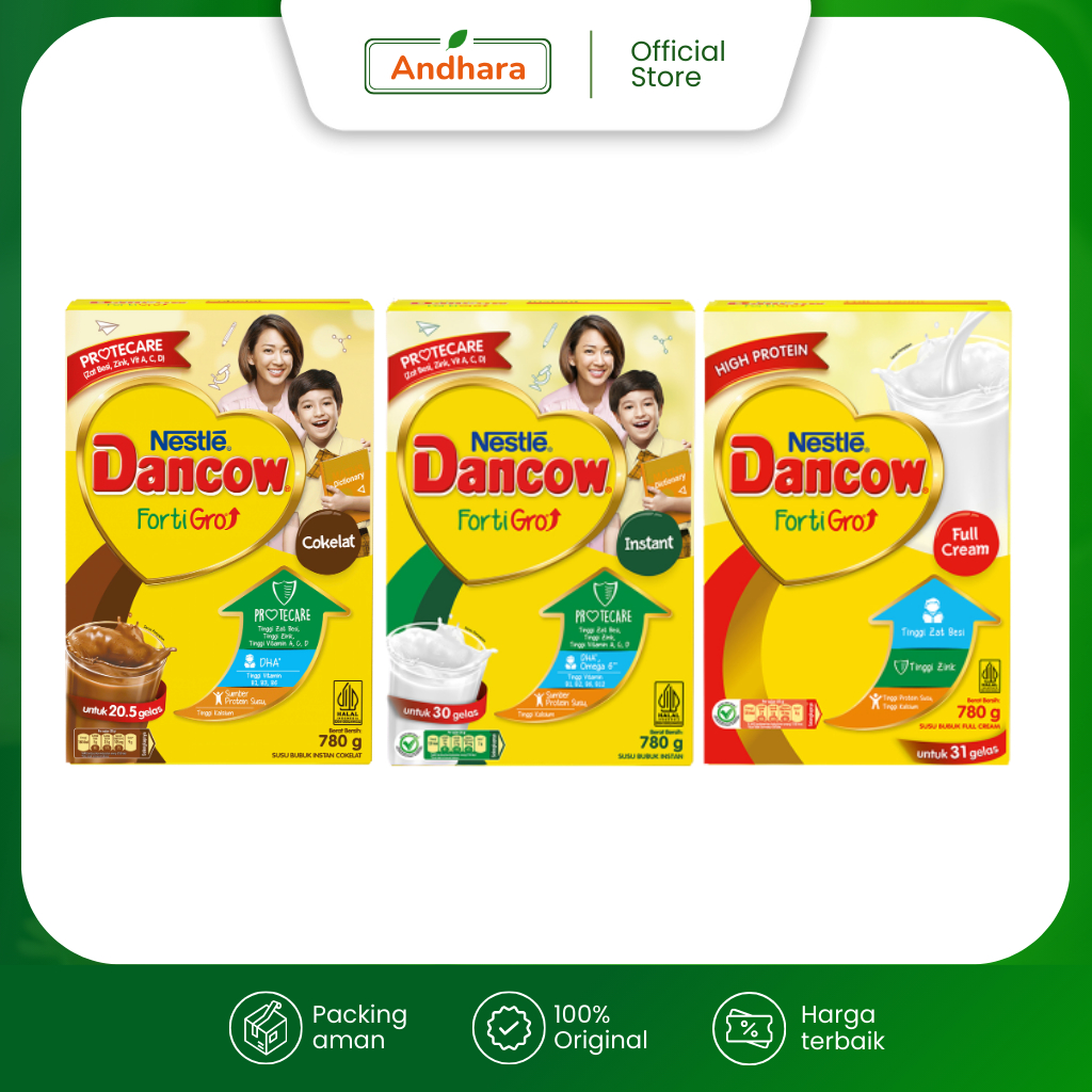 

Nestle Dancow Fortigro Protecare 780gr - Susu Bubuk Remaja Usia 6 hingga 12 tahun - R0asa Cokelat/ Instant/ Full Cream