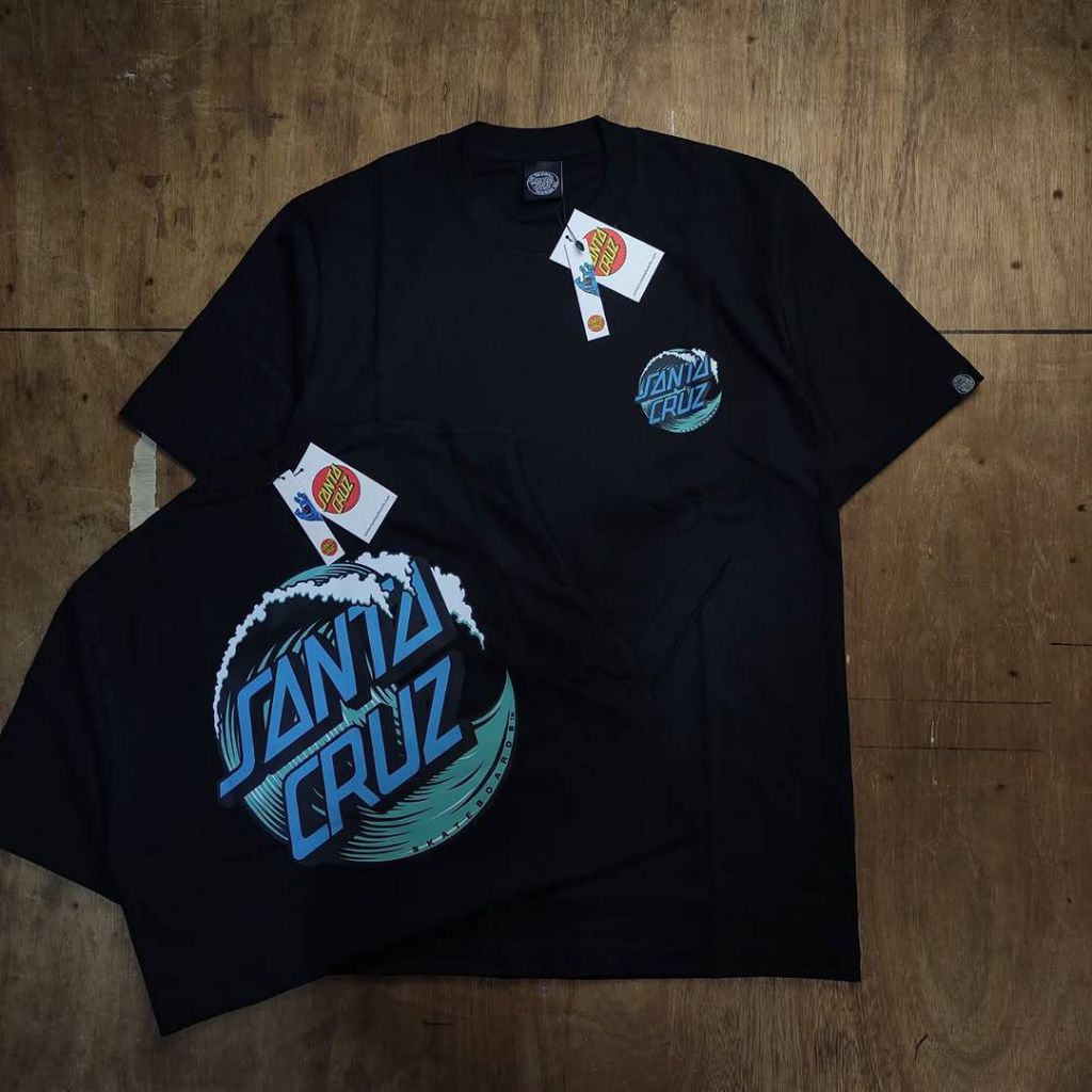 Kaos Tshirt Santa Wave Dot Black Cotton Combed 24s Mirror Fulltag