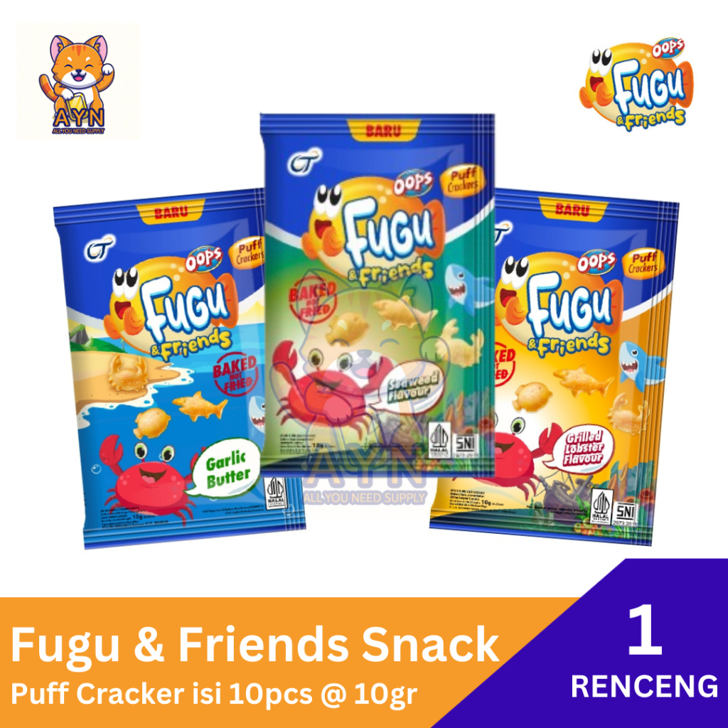 Fugu Snack Oops Puff Cracker 10 gr [ 1 renceng isi 10 pcs ]