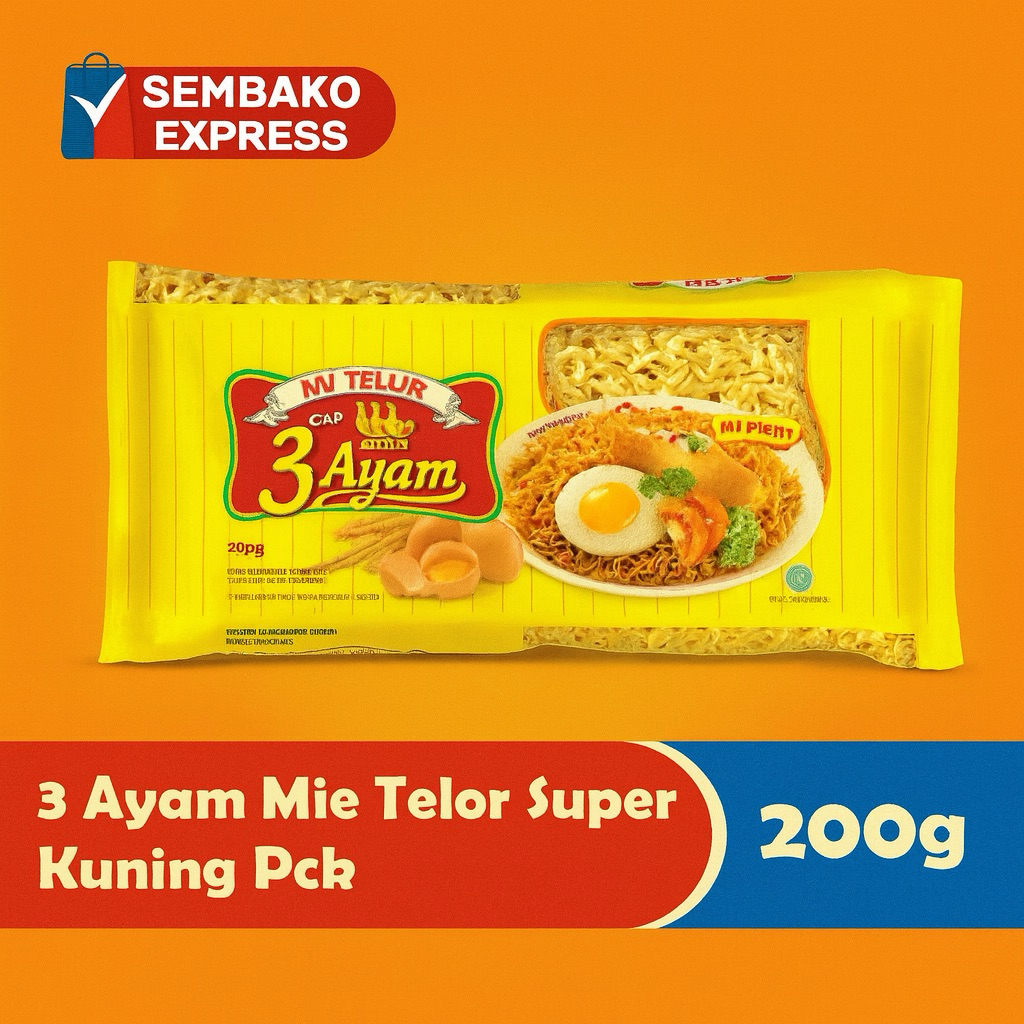 

Mi Telur Cap 3 Ayam Super Kuning 200g – Tekstur Kenyal & Rasa Lezat