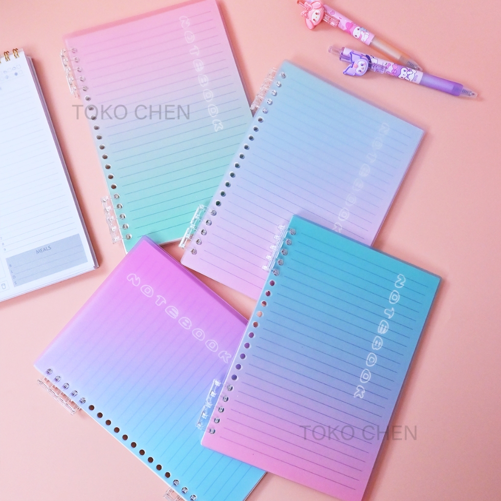 

Buku gulungan lembut A5 buku garis horizontal warna gradien buku catatan kantor siswa sederhana