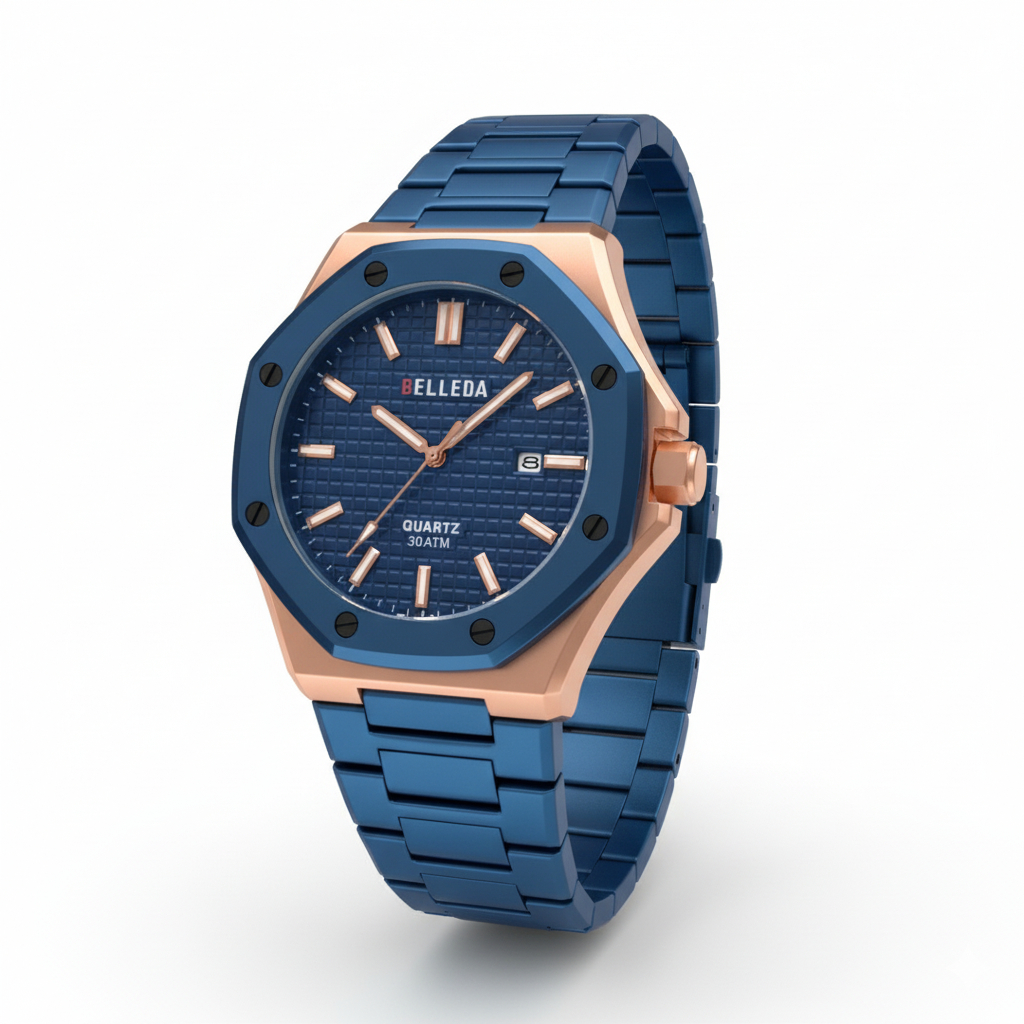 Belleda Jam Tangan Pria Quartz  SN 9588 Tanggal On Stainlees Steel Tahan Air Fashion Mewah Original