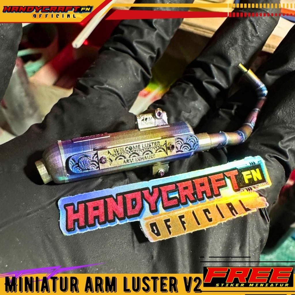Miniatur Knalpot ARM LUSTER V2 Titanium Skala 1:12 Detail Resin 3D