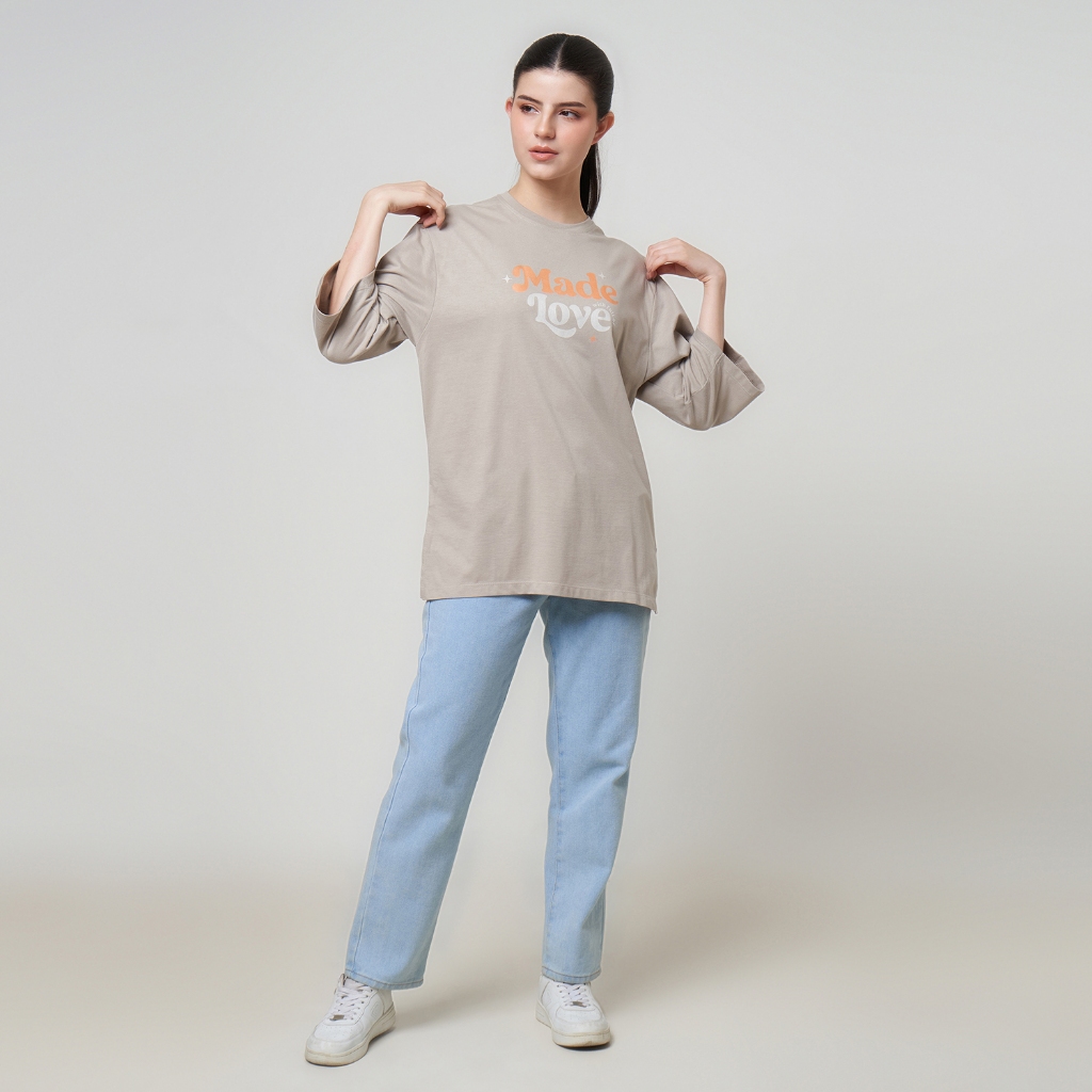 MCB Kaos Ladies Oversize Size M-XL Basic Print Made Love Alloy / Castle Wall | 2905025.06025