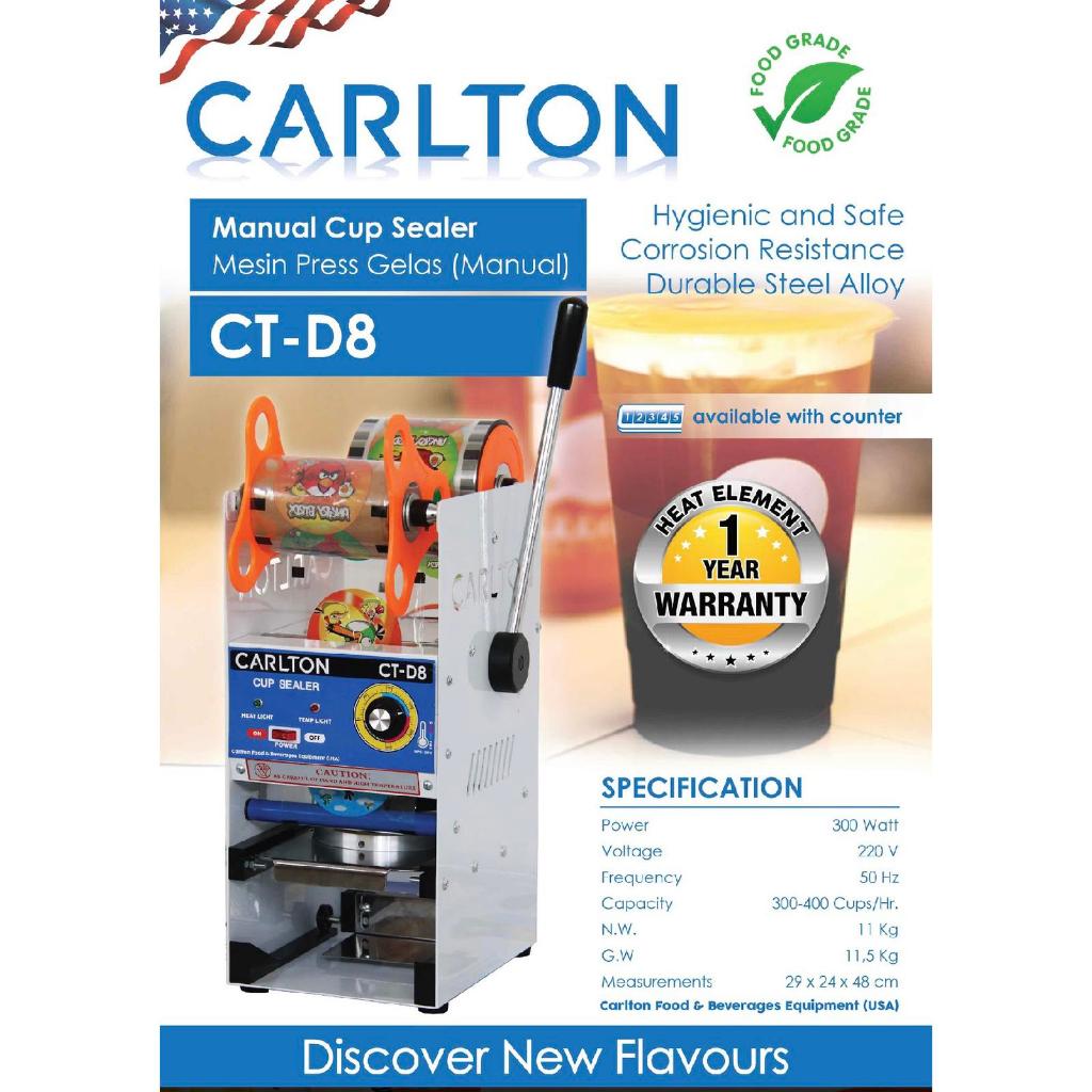 Carlton CT-D8C Cup Sealer Manual With Counter Mesin Cup Sealer Press Minuman