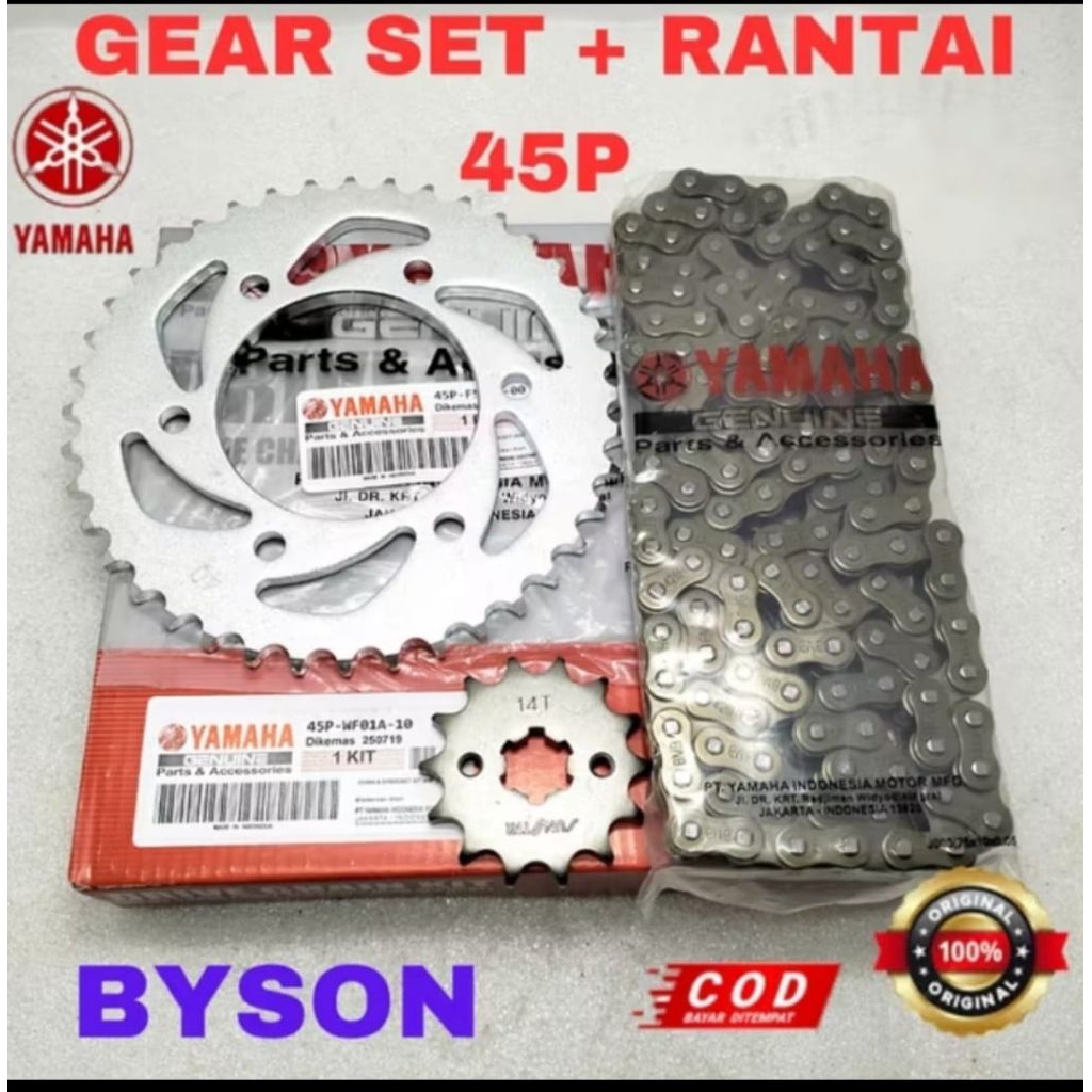 GEAR SET YAMAHA BYSON, VIXION NEW, R 15 GEAR SET 45P ORI YAMAHA