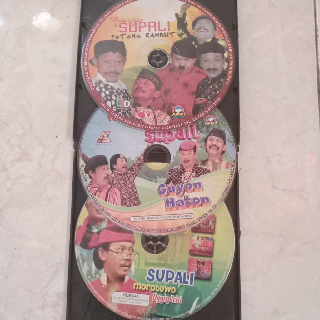 Sepaket 3 VCD Lawak Supali CS Ludruk Karya Budaya Tanpa Sampul bonus kotak