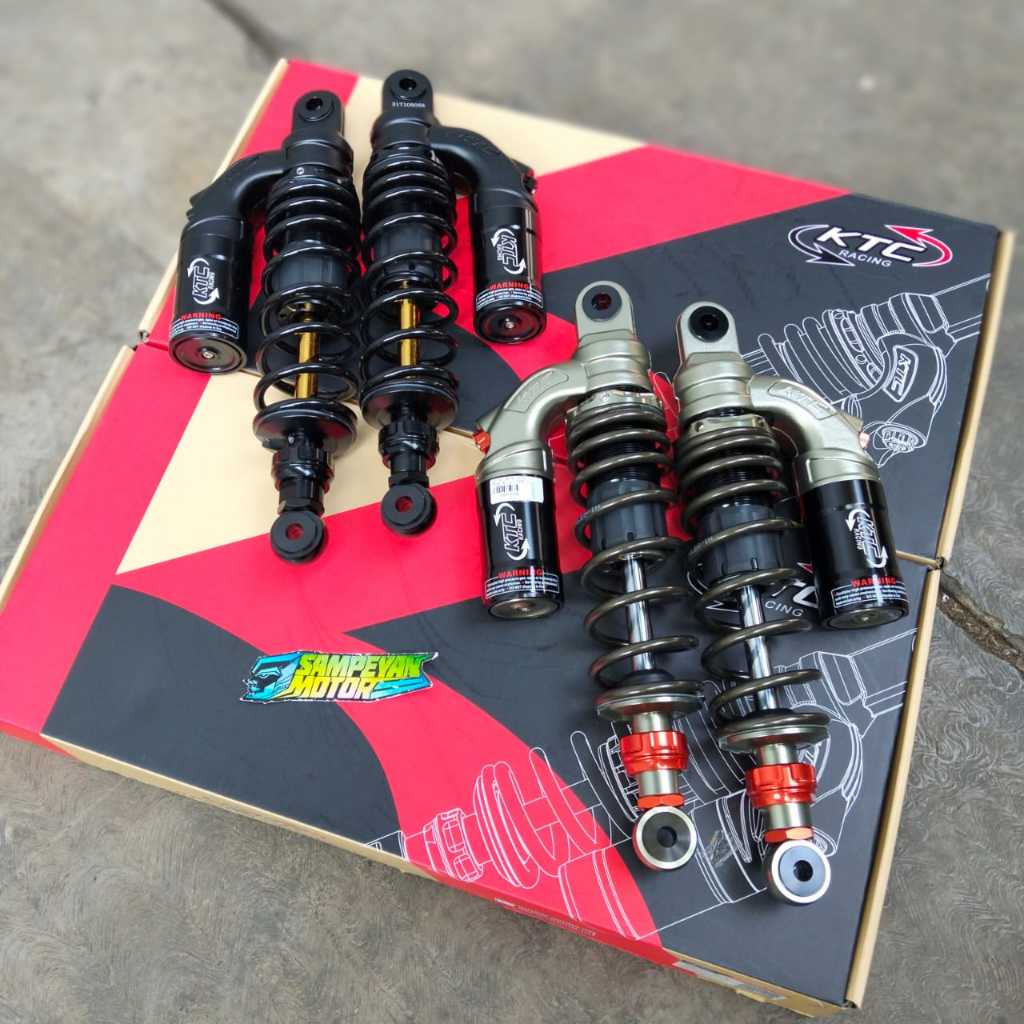 Shock Sok Skok Belakang Tabung Atas KTC Racing EVO 280mm 320mm 340mm Hitam As Gold Black Grey Titani