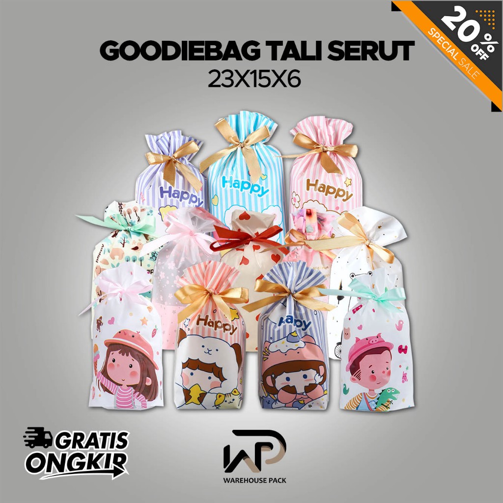 Plastik Serut Motif Ulang Tahun Kecil | Kantong Ulang tahun lucu | Plastik Packing Snack Serut Pita 