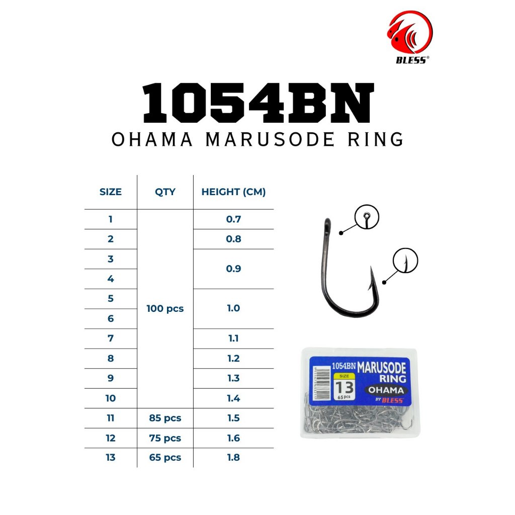 Mata Kail Pancing BLESS OHAMA Marusode Ring 1054BN – Kuat & Tajam (Isi 10 Kotak)