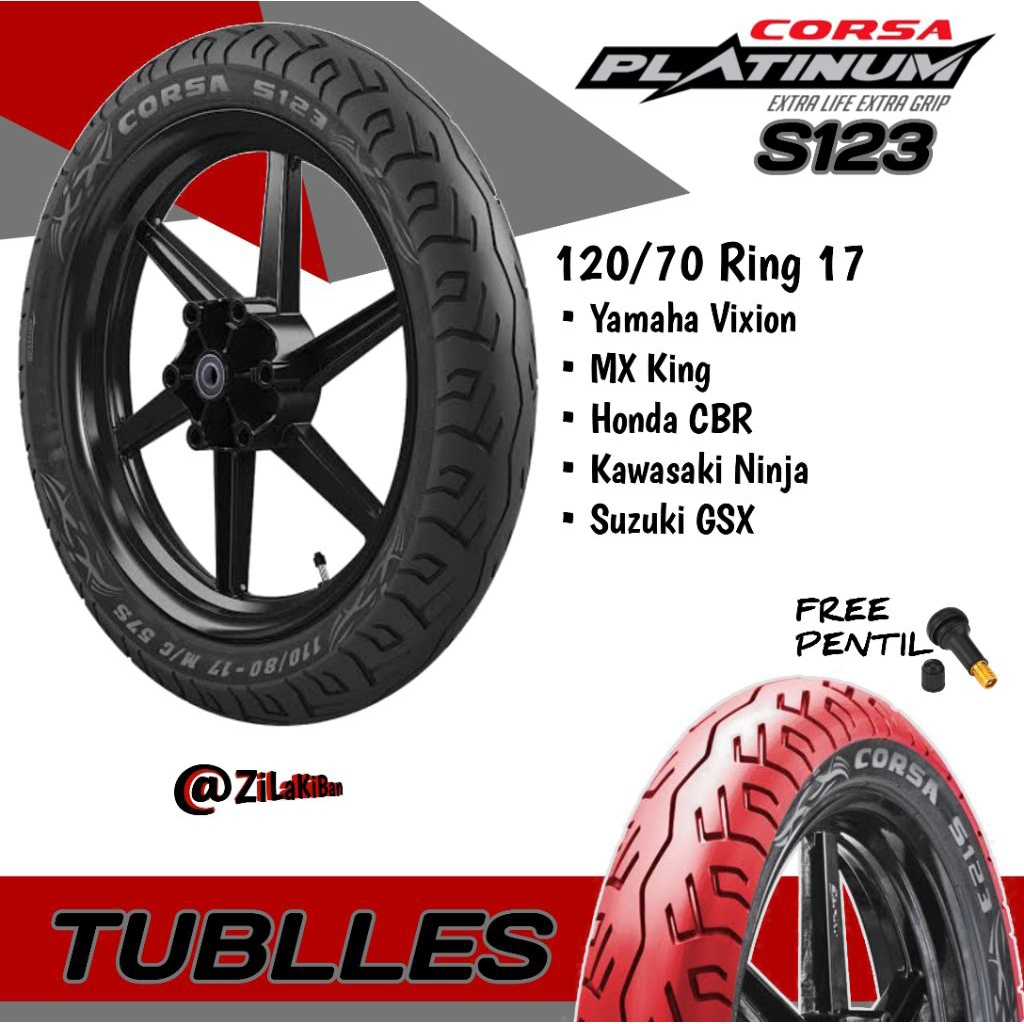 BAN LUAR CORSA S123 120/80-17 TUBELESS