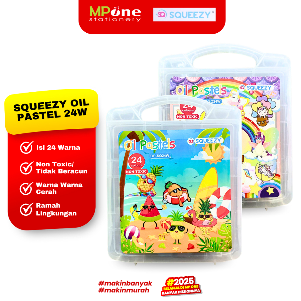 

Squeezy Oil Pastel 24 Warna / Crayon Warna 24W Squeezy Krayon Cover Fancy / Crayon Mewarami Anak Squeezy