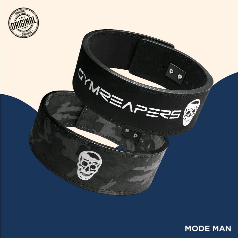 Gymreapers 10MM Lever Belt – Sabuk Angkat Beban Powerlifting Kulit & Suede, Adjustable & Approved US