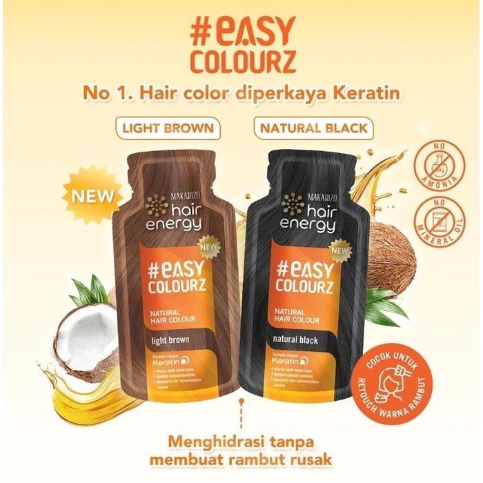 Makarizo Easy Colourz Semir Rambut Light Brown || Makarizo Hair Energy Pewarna Rambut Tahan Lama