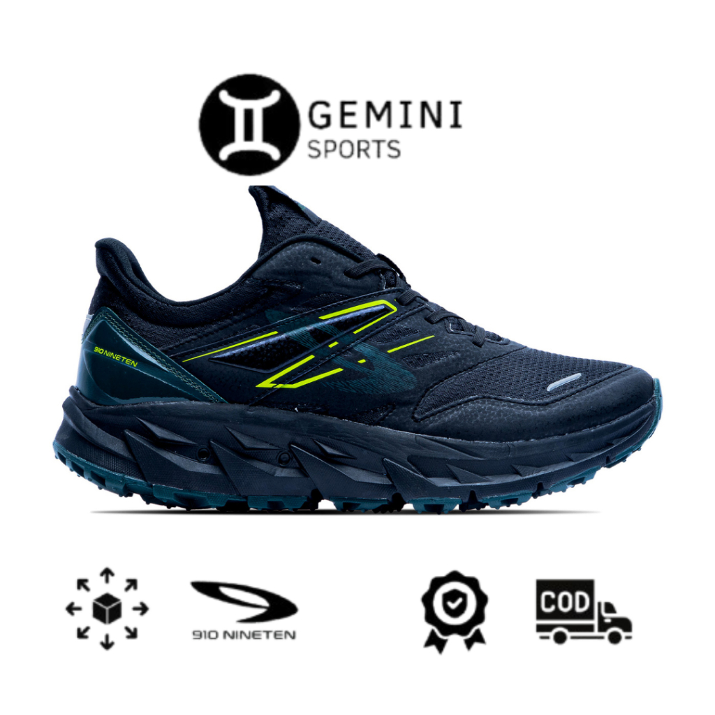 910 Sepatu TrailRun YUZA EVO - HITAM/HIJAU TUA/JINGGA