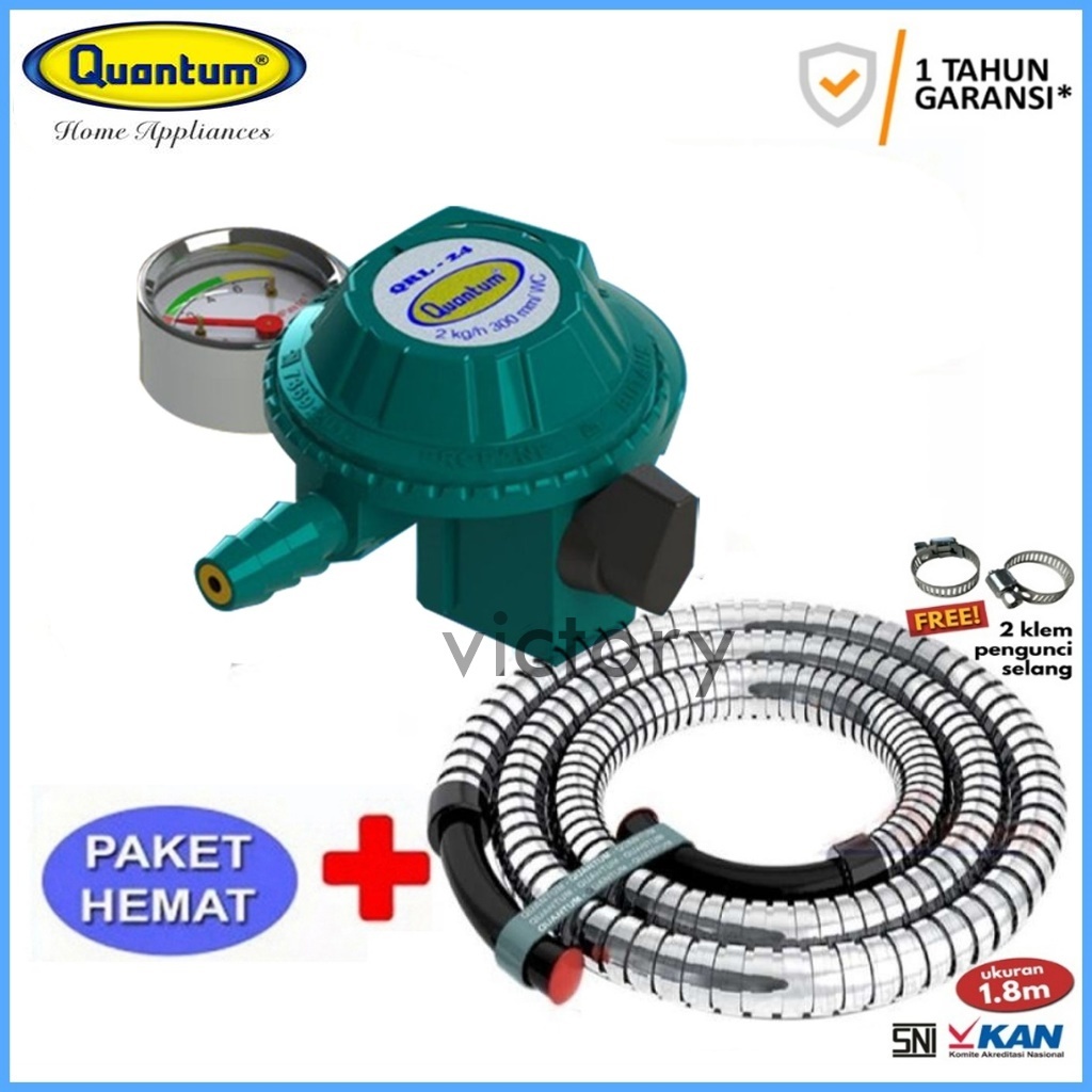 REGULATOR QUANTUM QRL-23 METER PAKET REGULATOR + SELANG KOMPOR GAS / Regulator Quantum Kompor Gas