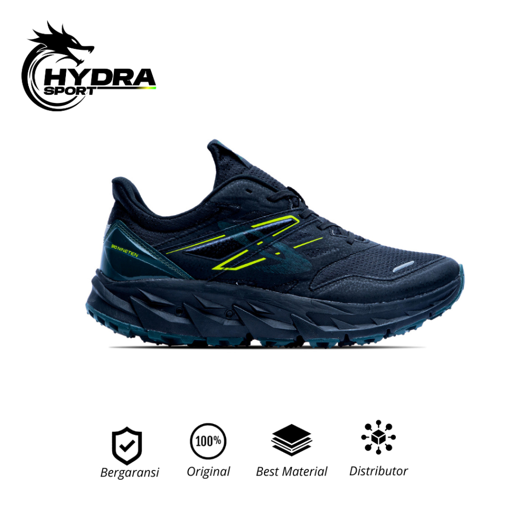 910 Sepatu TrailRun YUZA EVO - HITAM/HIJAU TUA/JINGGA