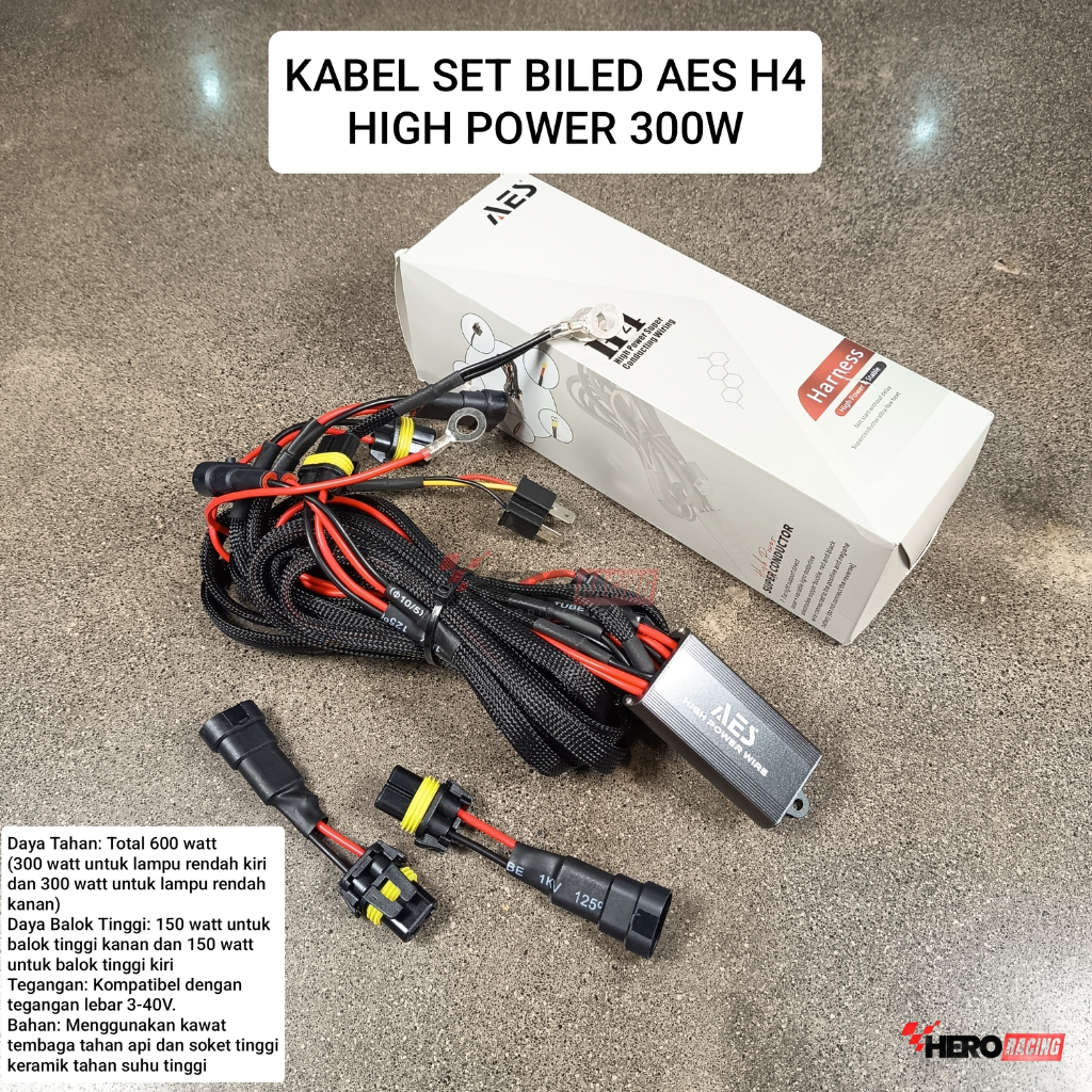 AES KABEL SET BILED H4 HIGH POWER 300W