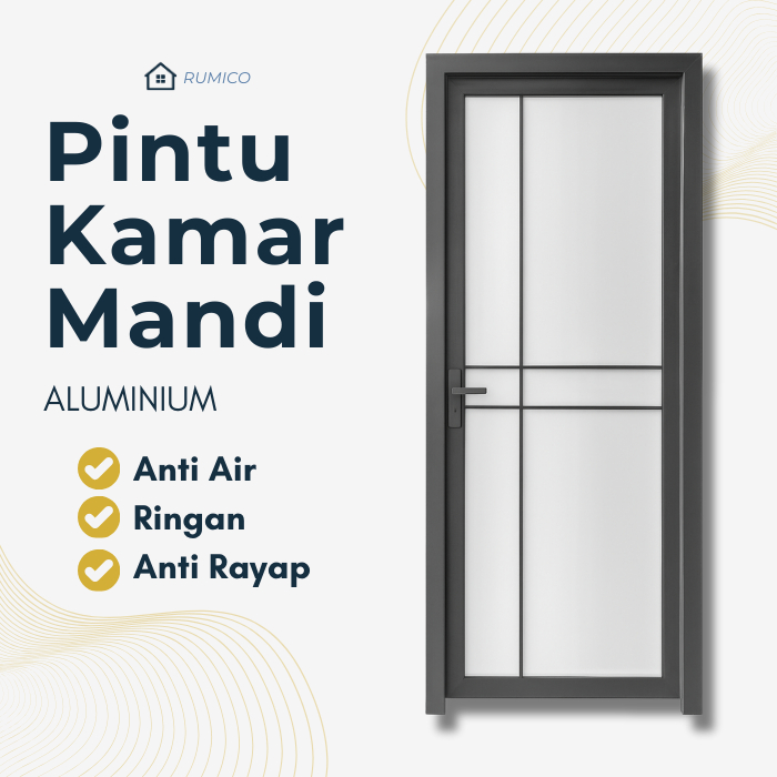 Icepol Pintu Kamar Mandi Aluminium IC D082 Grey / Pintu Aluminium Full Set + Kunci + Kusen