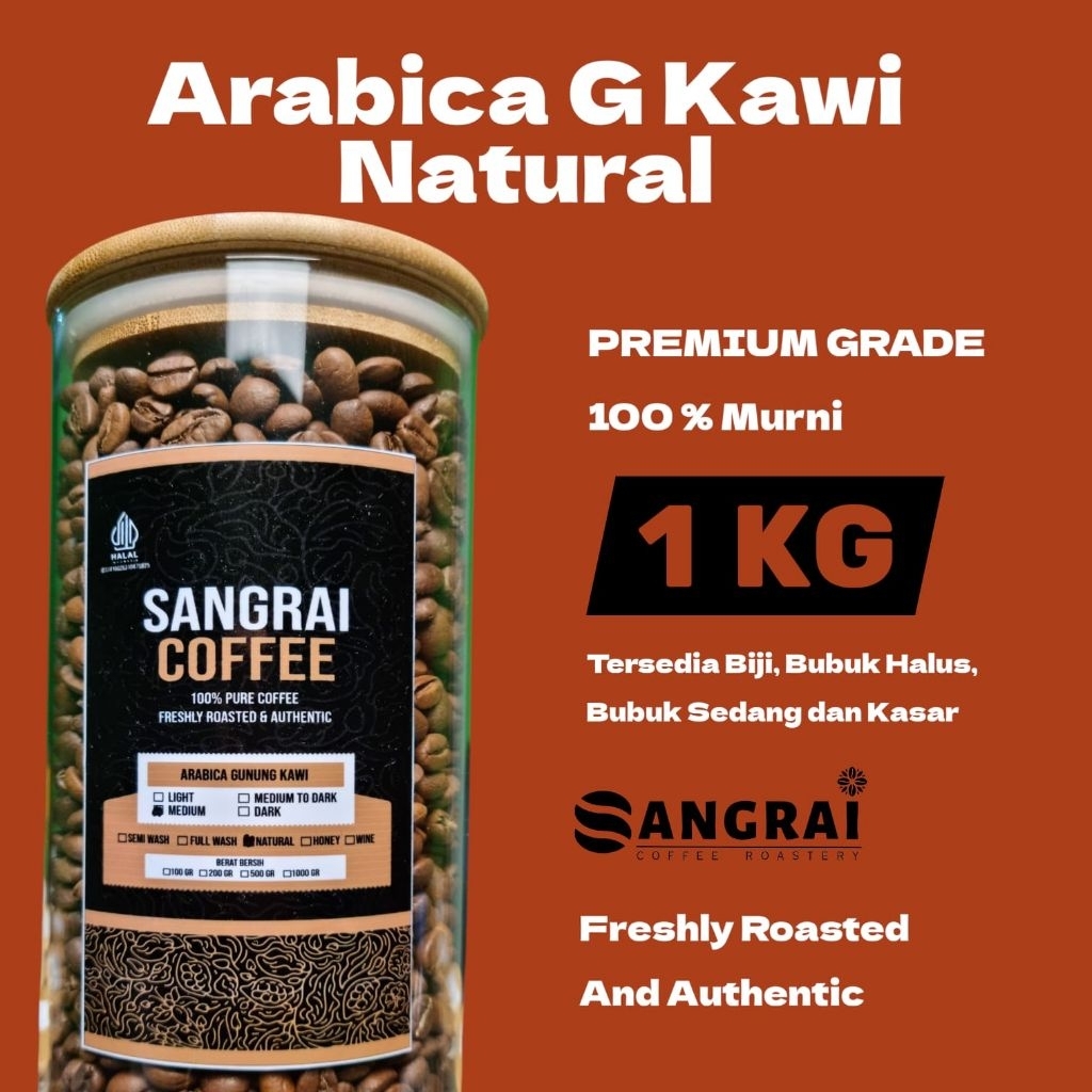 Kopi Arabika Natural Gunung Kawi Sangrai Medium Roast Murni Tanpa Campuran