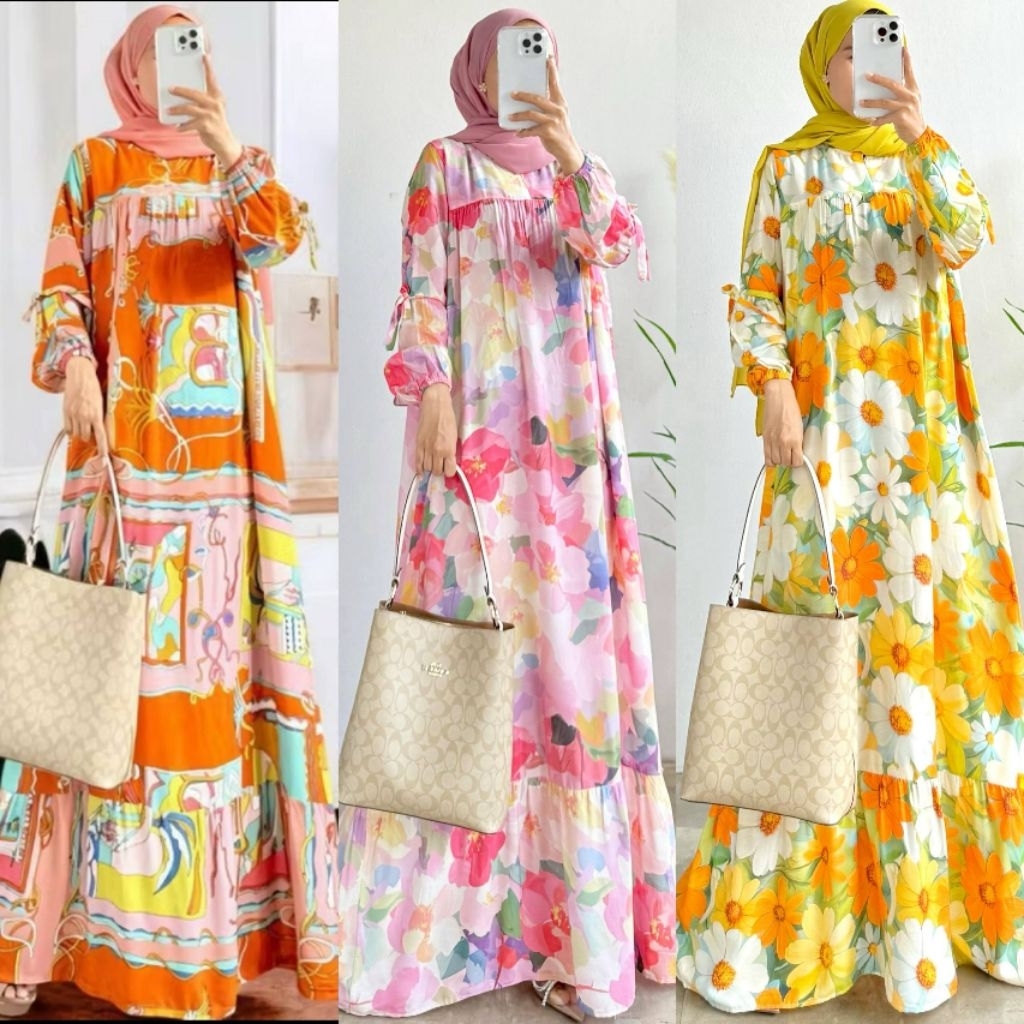 Gamis Arista Gamis Lengan Balon Gamis Rayon Premium Lengan Smok